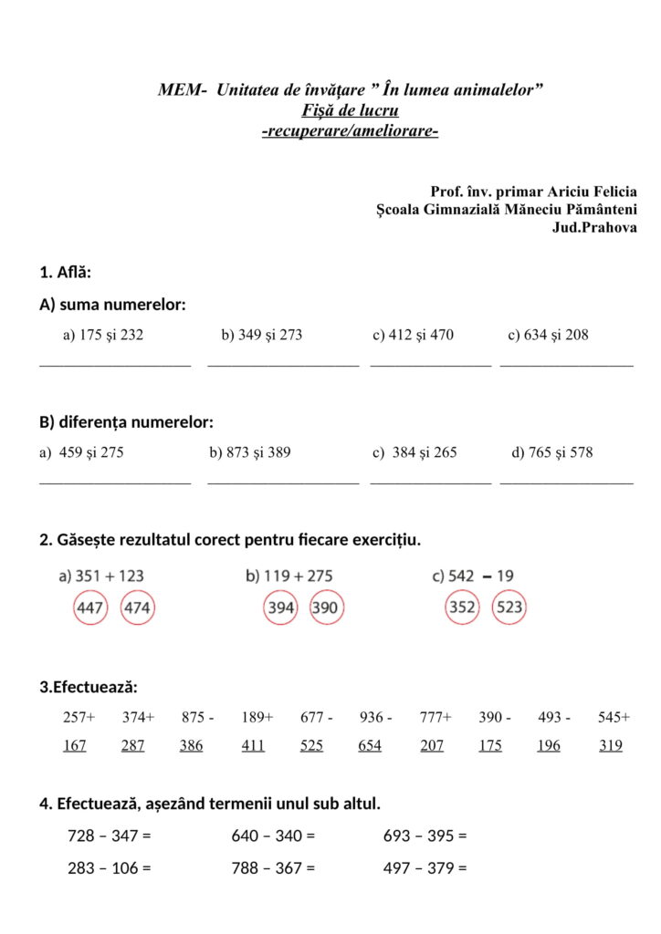 Academiaabc Fi De Recuperare Ameliorare Mem Clasa A Ii A