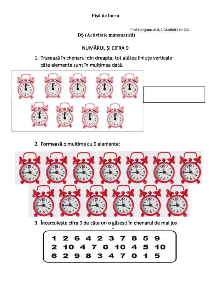 AcademiaABC Fișe de lucru Grădiniță Activitate matematică