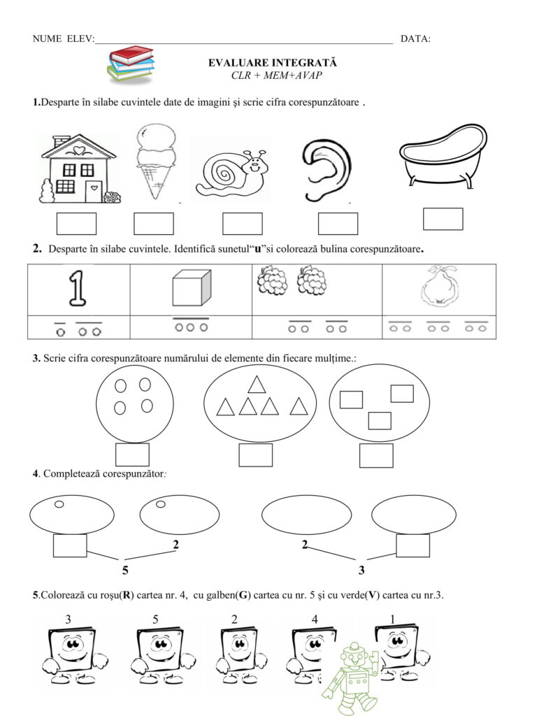 AcademiaABC Evaluare integrată Clasa pregătitoare CLR MEM AVAP