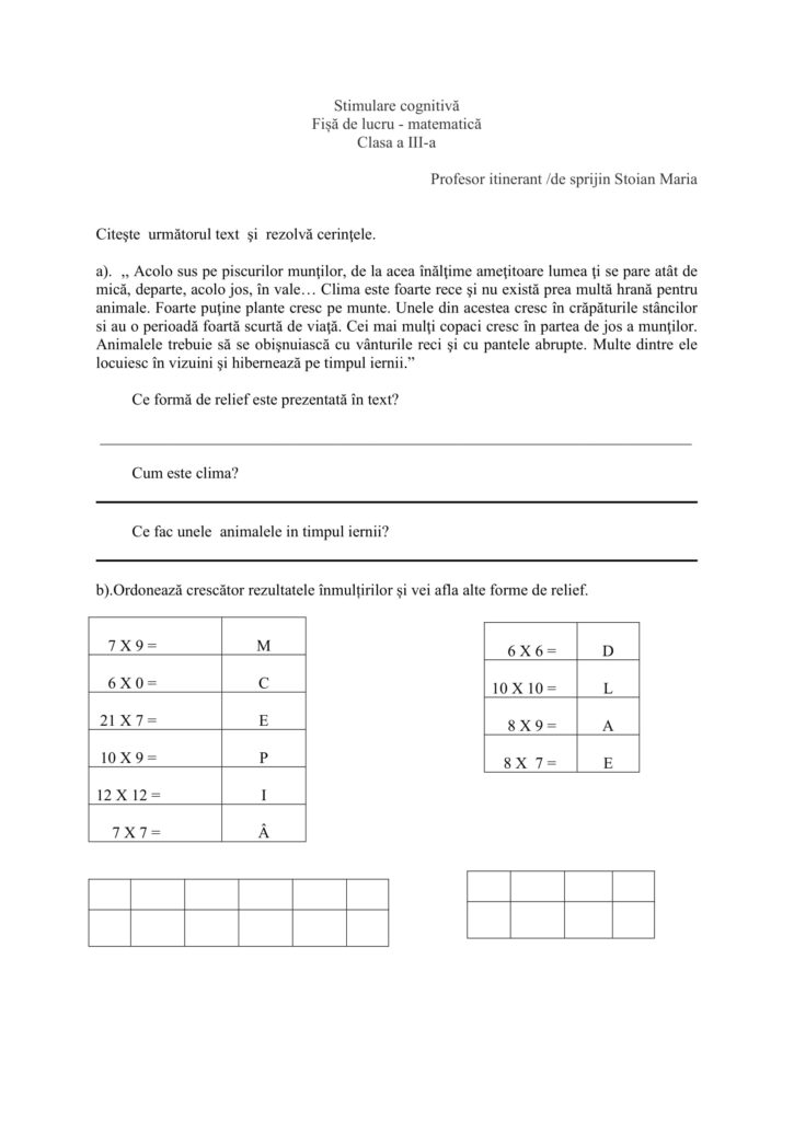 Academiaabc Fi De Lucru Matematic Clasa A Iii A Stimulare Cognitiv