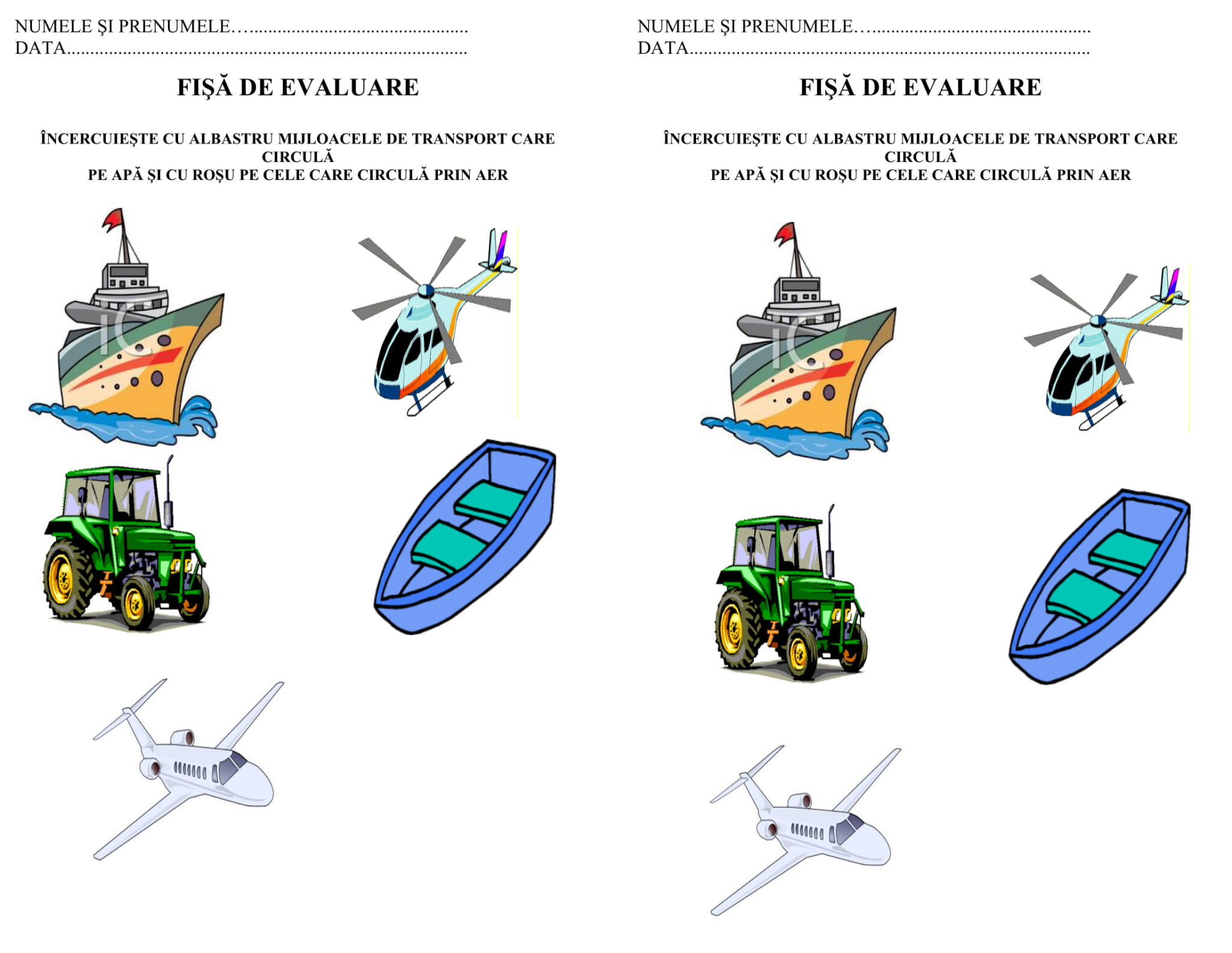 AcademiaABC Fișă de evaluare Mijloace de transport