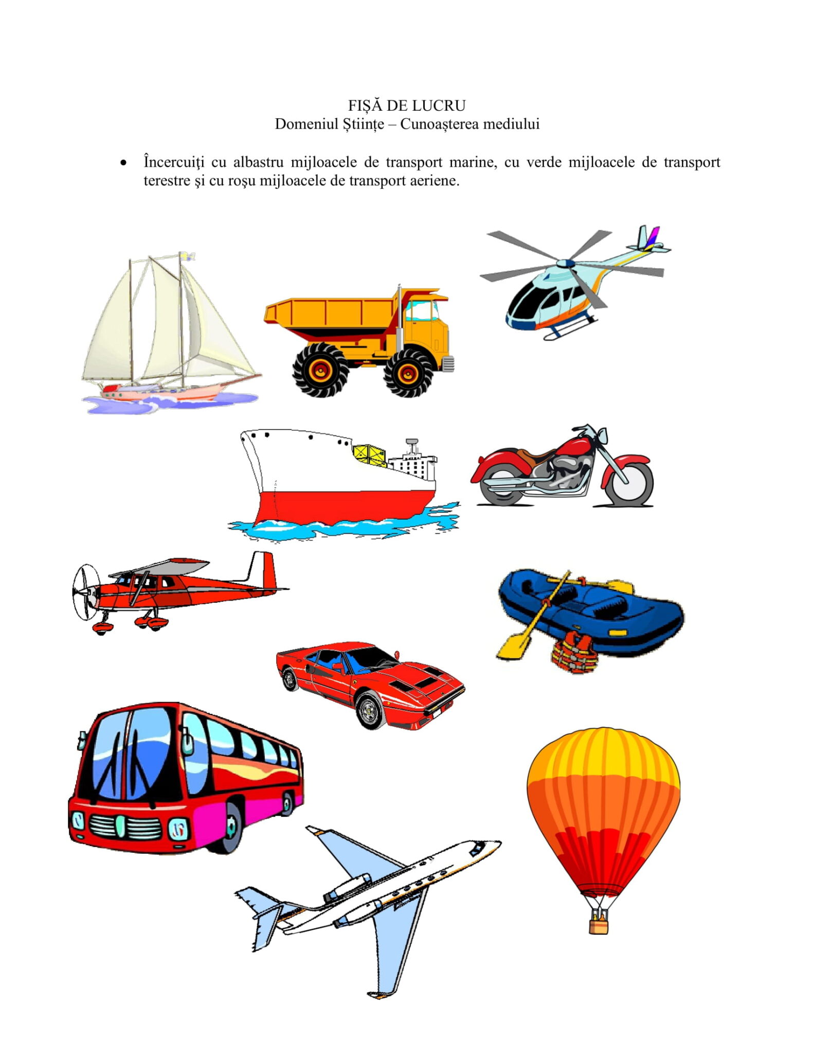 Mijloace De Transport Terestre Fise De Lucru AcademiaABC – Fișă de lucru Cunoașterea mediului-Mijloace de transport