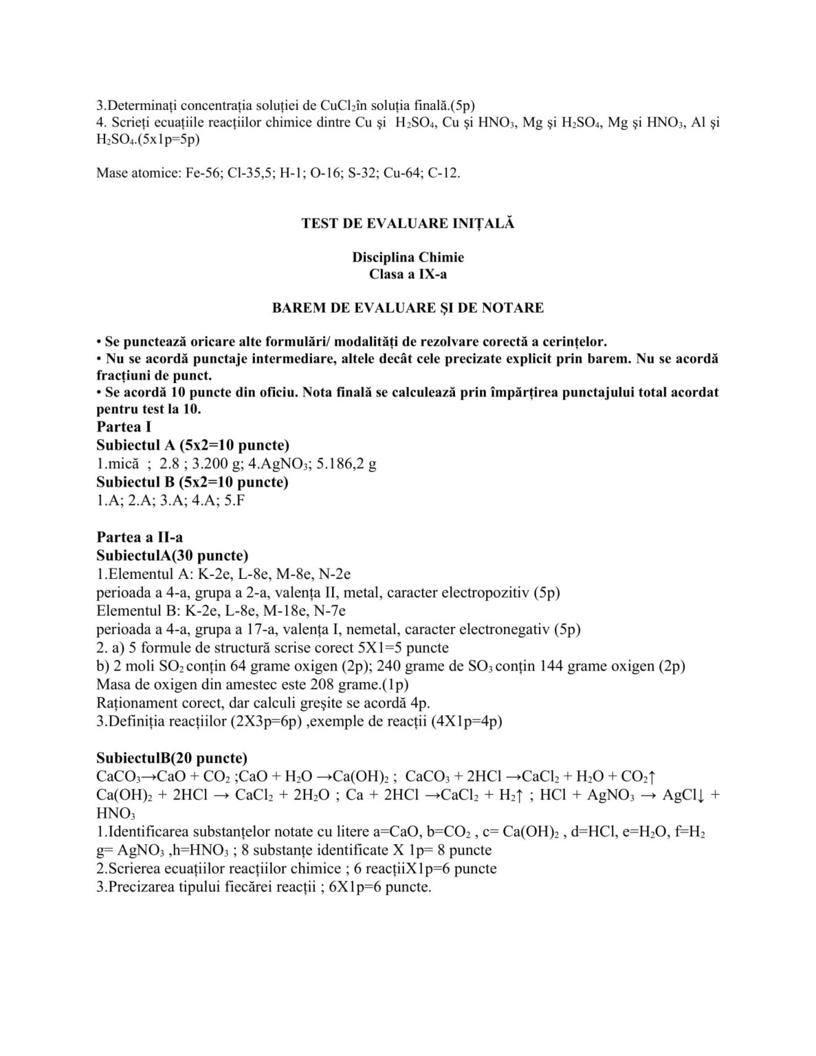 olimpiada chimie clasa a 9 a