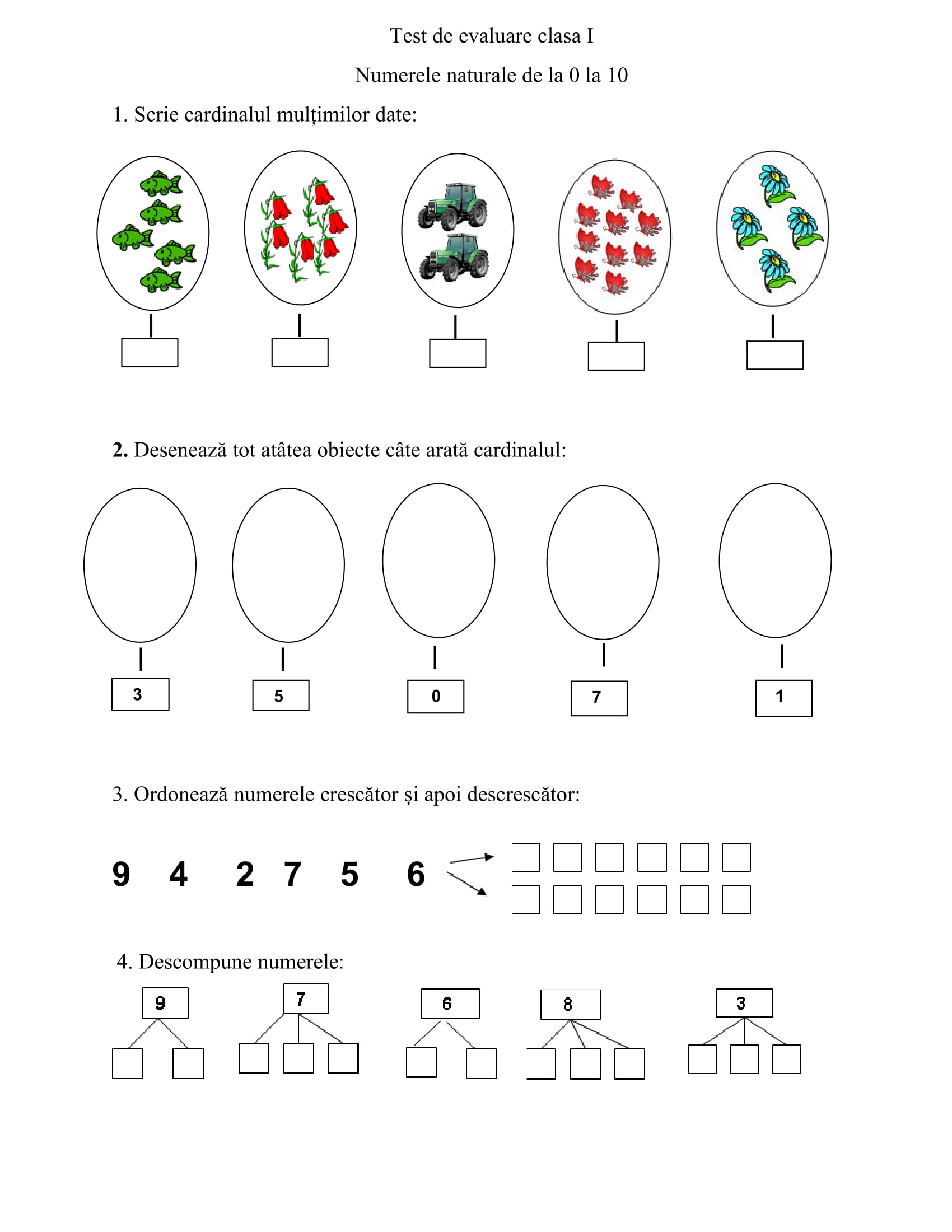 Academiaabc Test De Evaluare Clasa I Numerele Naturale De La 0 La 10 